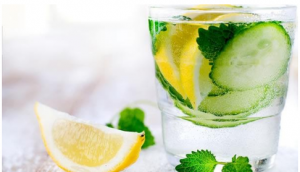 Detoxification with lemon, ginger and cucumber